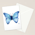 Blue Butterfly Watercolor Stationery Card Gallery Image 2