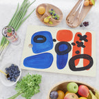 Blue Orange Fun Colorful Mid Century Modern Abstract Painting Shapes Pattern Cutting Board Gallery Image 2