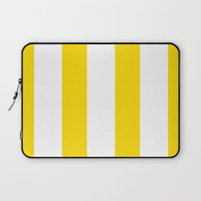 Large Yellow And White Stripes Fresh Mood #decor #society6 #buyart Laptop Sleeve Gallery Image 1