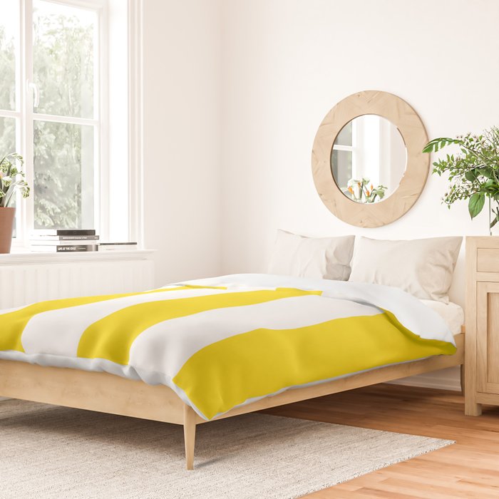 Large Yellow And White Stripes Fresh Mood #decor #society6 #buyart Duvet Cover Gallery Image 2