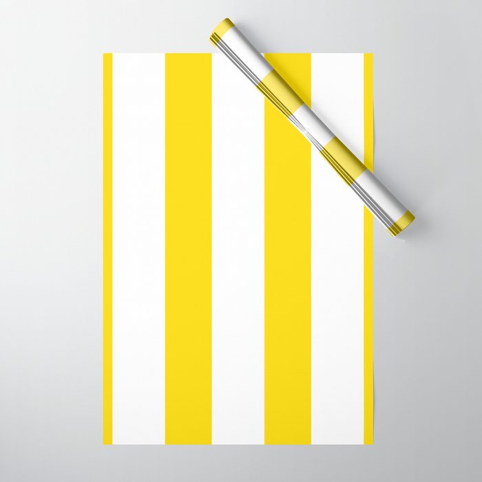 Large Yellow And White Stripes Fresh Mood #decor #society6 #buyart Wrapping Paper Gallery Image 1