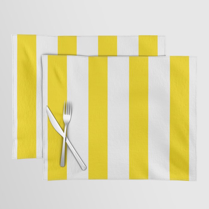 Large Yellow And White Stripes Fresh Mood #decor #society6 #buyart Placemat