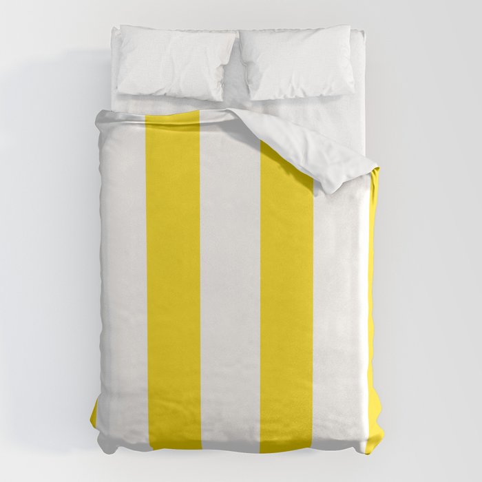 Large Yellow And White Stripes Fresh Mood #decor #society6 #buyart Duvet Cover Gallery Image 1