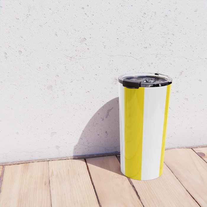 Large Yellow And White Stripes Fresh Mood #decor #society6 #buyart Travel Mug Gallery Image 4