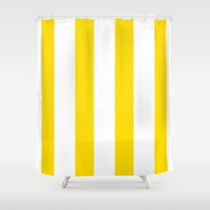 Large Yellow And White Stripes Fresh Mood #decor #society6 #buyart Shower Curtain Gallery Image 1