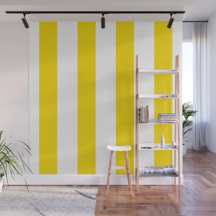Large Yellow And White Stripes Fresh Mood #decor #society6 #buyart Wall Mural Gallery Image 1