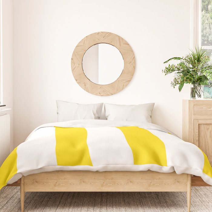 Large Yellow And White Stripes Fresh Mood #decor #society6 #buyart Duvet Cover Gallery Image 3