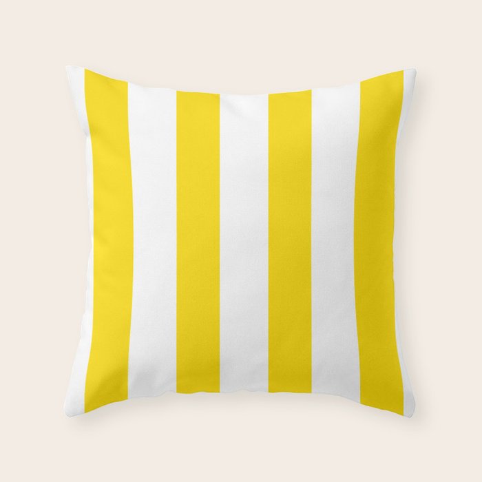 Large Yellow And White Stripes Fresh Mood #decor #society6 #buyart Throw Pillow Gallery Image 1
