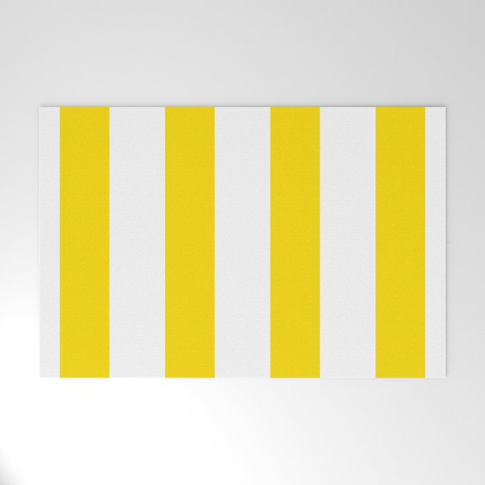 Large Yellow And White Stripes Fresh Mood #decor #society6 #buyart Welcome Mat Gallery Image 1