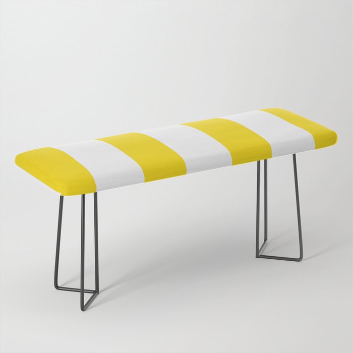 Large Yellow And White Stripes Fresh Mood #decor #society6 #buyart Bench Gallery Image 1