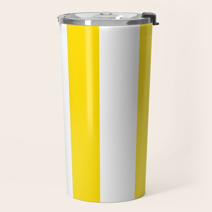 Large Yellow And White Stripes Fresh Mood #decor #society6 #buyart Travel Mug Gallery Image 2