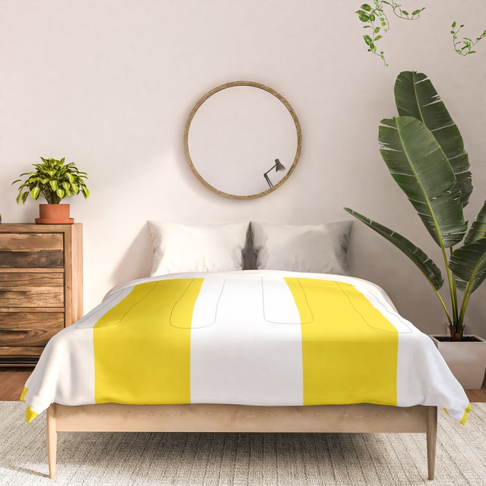 Large Yellow And White Stripes Fresh Mood #decor #society6 #buyart Comforter Gallery Image 3