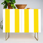 Large Yellow And White Stripes Fresh Mood #decor #society6 #buyart Credenza Gallery Image 1