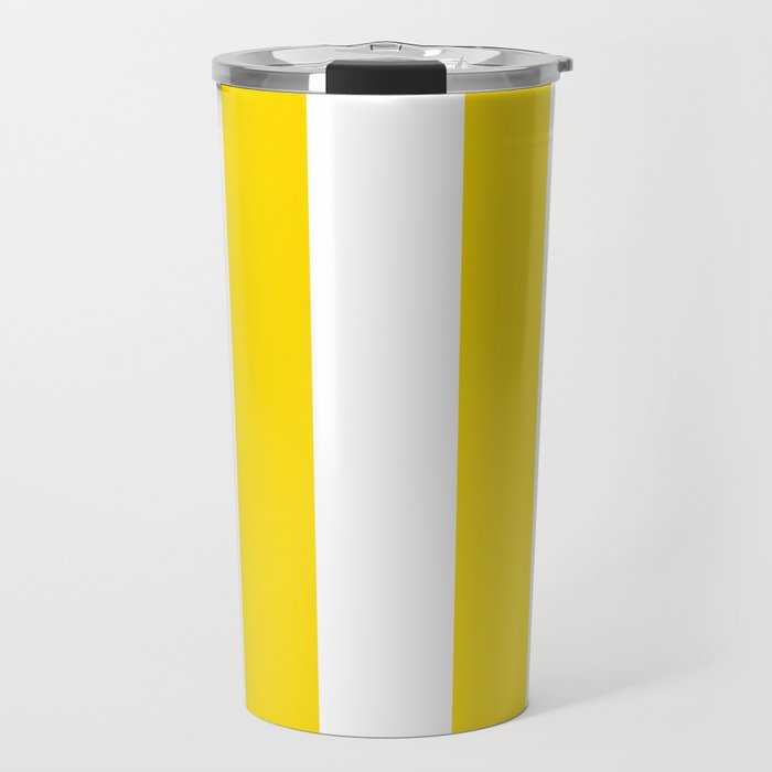 Large Yellow And White Stripes Fresh Mood #decor #society6 #buyart Travel Mug Gallery Image 1