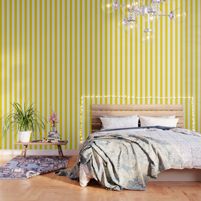 Large Yellow And White Stripes Fresh Mood #decor #society6 #buyart Wallpaper Gallery Image 3