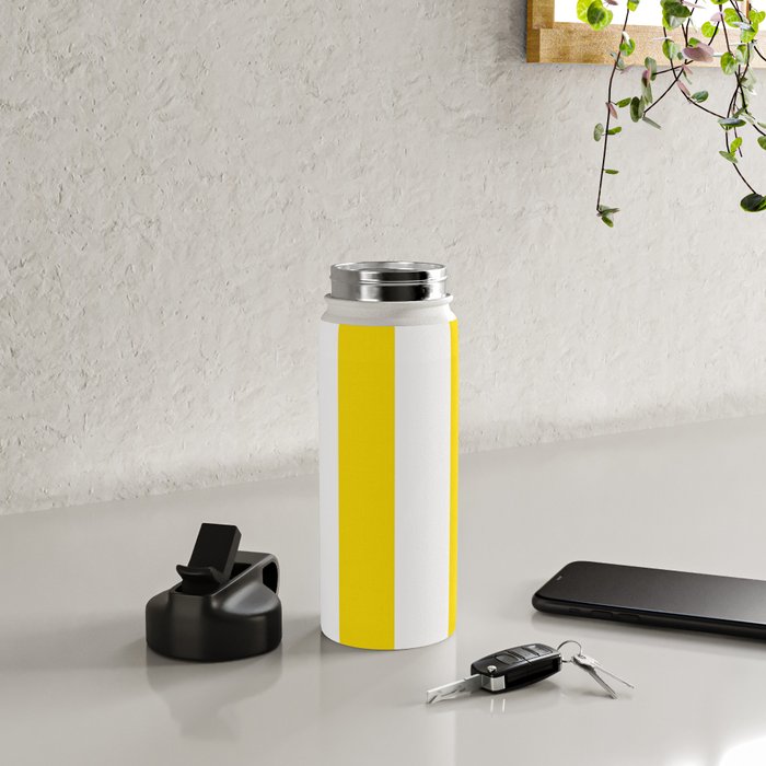 Large Yellow And White Stripes Fresh Mood #decor #society6 #buyart Water Bottle Gallery Image 4