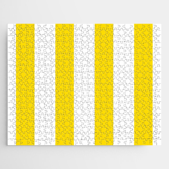 Large Yellow And White Stripes Fresh Mood #decor #society6 #buyart Jigsaw Puzzle Gallery Image 1