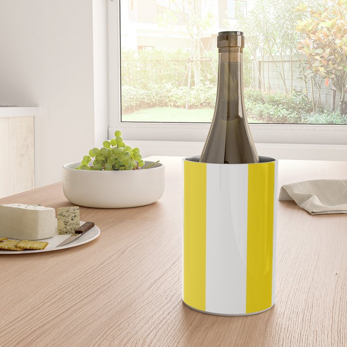 Large Yellow And White Stripes Fresh Mood #decor #society6 #buyart Wine Chiller Gallery Image 4