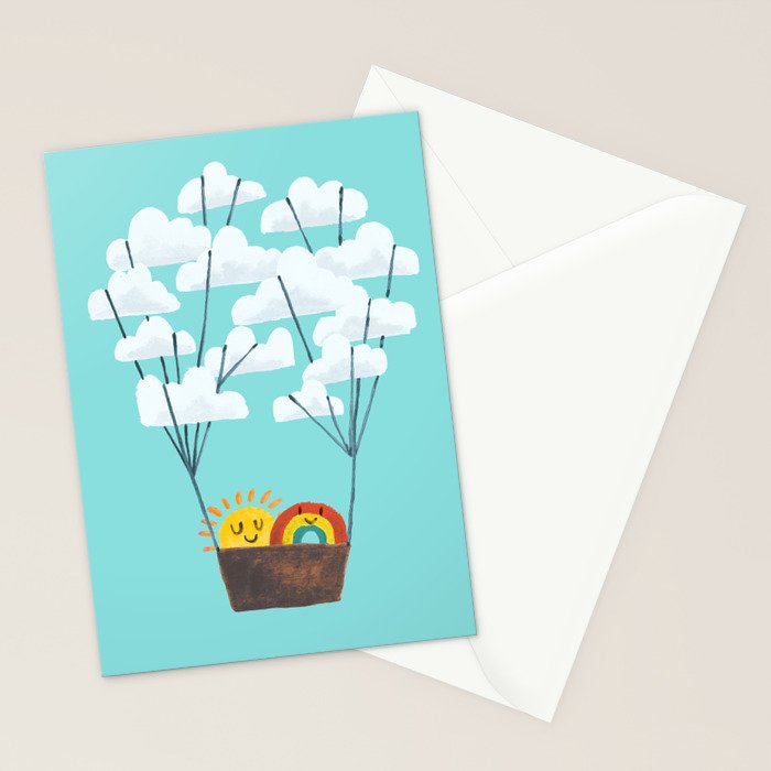 Hot cloud balloon - sun and rainbow Stationery Card Gallery Image 2