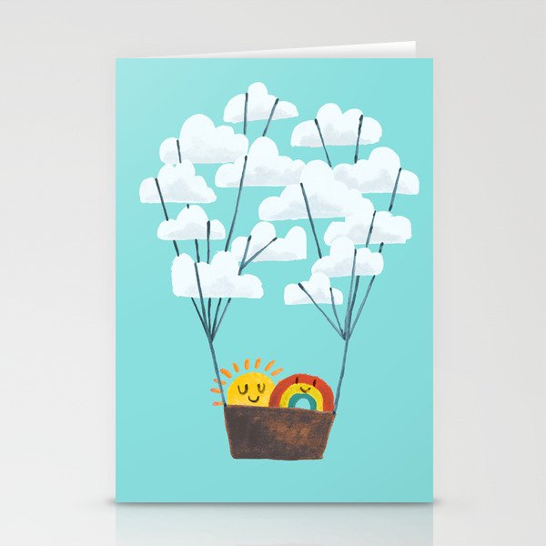 Hot cloud balloon - sun and rainbow Stationery Card Gallery Image 2