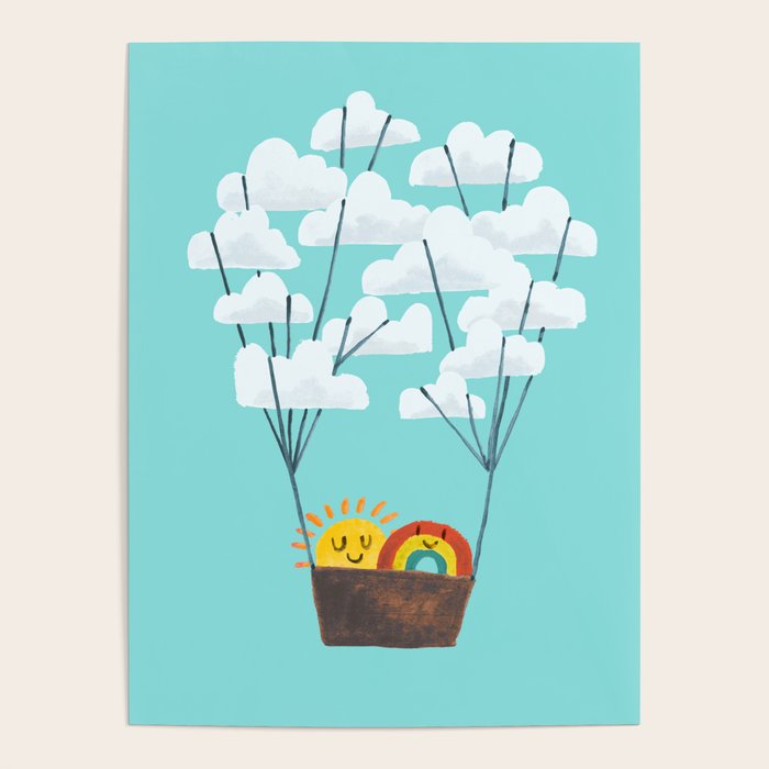 Hot cloud balloon - sun and rainbow Poster Gallery Image 4