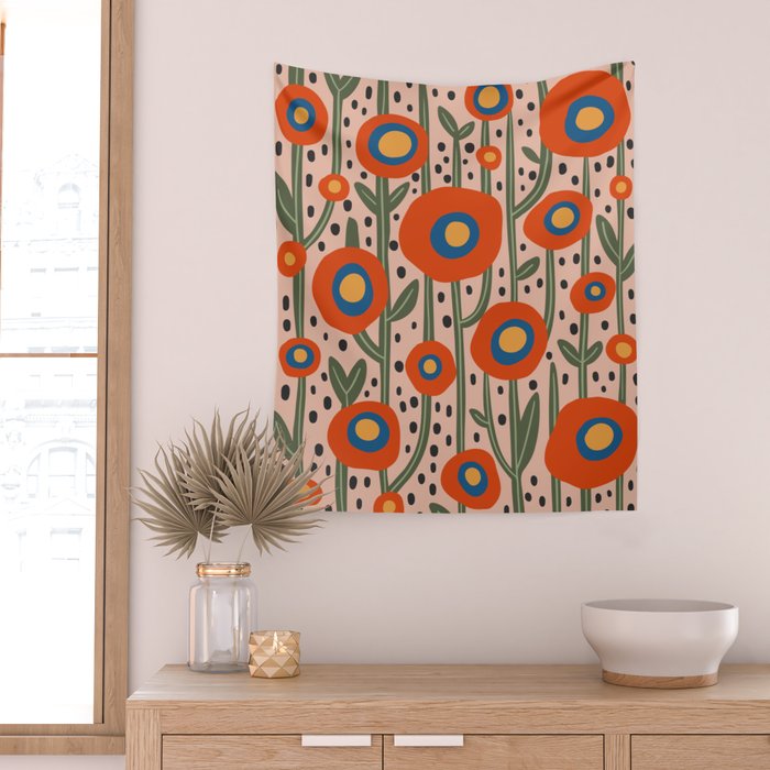 Flower Market Amsterdam, Abstract Modern Floral Print Wall Tapestry Gallery Image 2