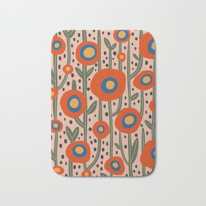Flower Market Amsterdam, Abstract Modern Floral Print Bath Mat Gallery Image 1