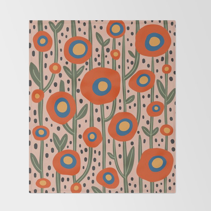 Flower Market Amsterdam, Abstract Modern Floral Print Throw Blanket Gallery Image 2