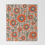 Flower Market Amsterdam, Abstract Modern Floral Print Throw Blanket Gallery Image 2