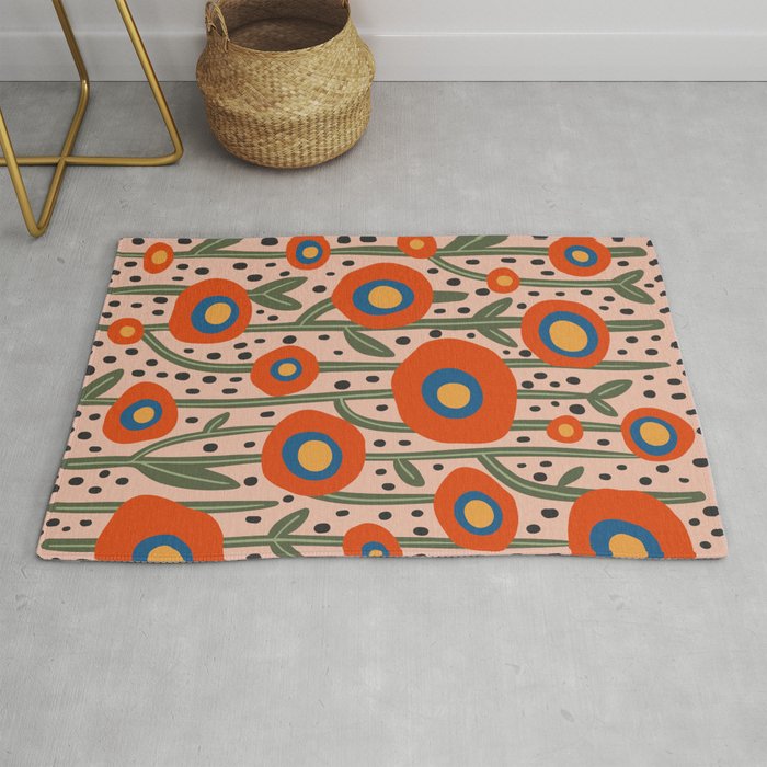 Flower Market Amsterdam, Abstract Modern Floral Print Rug Gallery Image 1