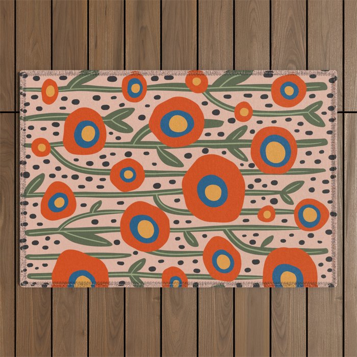Flower Market Amsterdam, Abstract Modern Floral Print Outdoor Rug Gallery Image 1