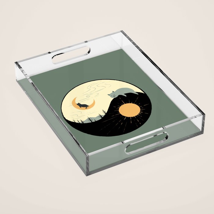 Hidden cat 36 yin yang balance Acrylic Tray Gallery Image 1