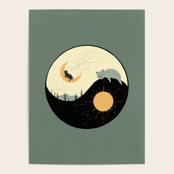 Hidden cat 36 yin yang balance Poster Gallery Image 4