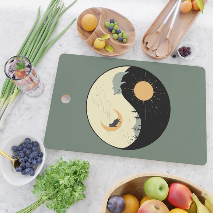 Hidden cat 36 yin yang balance Cutting Board Gallery Image 2
