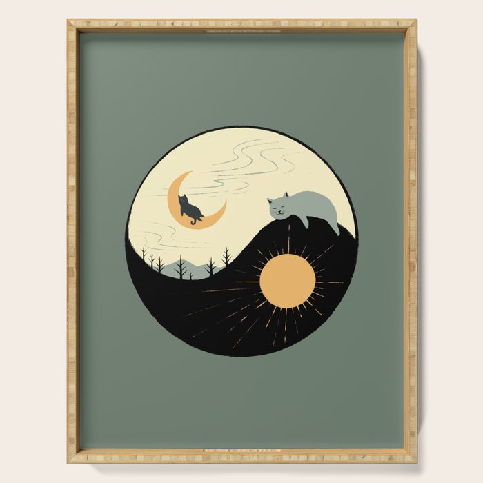 Hidden cat 36 yin yang balance Serving Tray Gallery Image 1