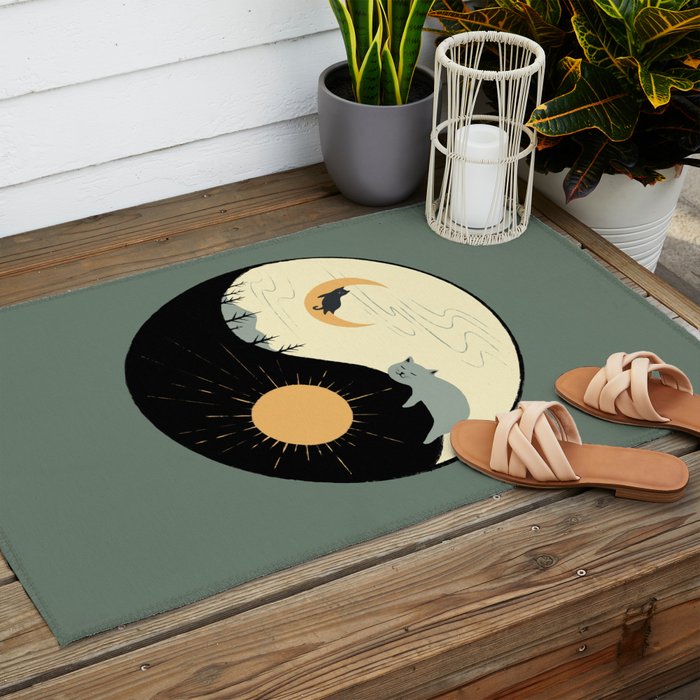 Hidden cat 36 yin yang balance Outdoor Rug Gallery Image 2
