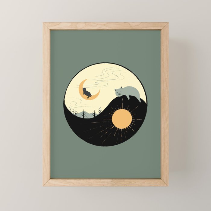 Hidden cat 36 yin yang balance Mini Art Print