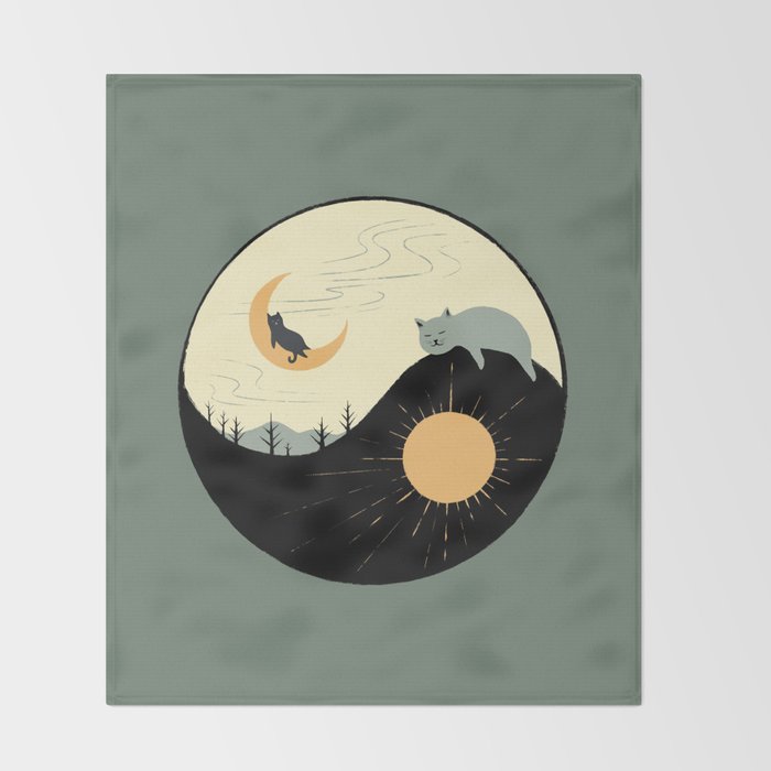 Hidden cat 36 yin yang balance Throw Blanket Gallery Image 2