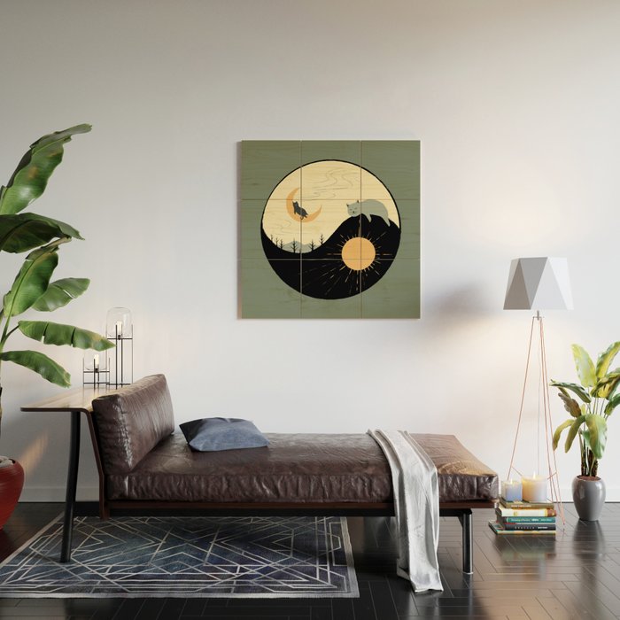 Hidden cat 36 yin yang balance Wood Wall Art Gallery Image 2