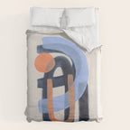 Midcentury Modern Minimalist Funky Cool Tribal Pattern Paynes Grey Pastel Blue Tan Shapes by Ejaaz Haniff Duvet Cover Gallery Image 6