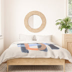 Midcentury Modern Minimalist Funky Cool Tribal Pattern Paynes Grey Pastel Blue Tan Shapes by Ejaaz Haniff Duvet Cover Gallery Image 3
