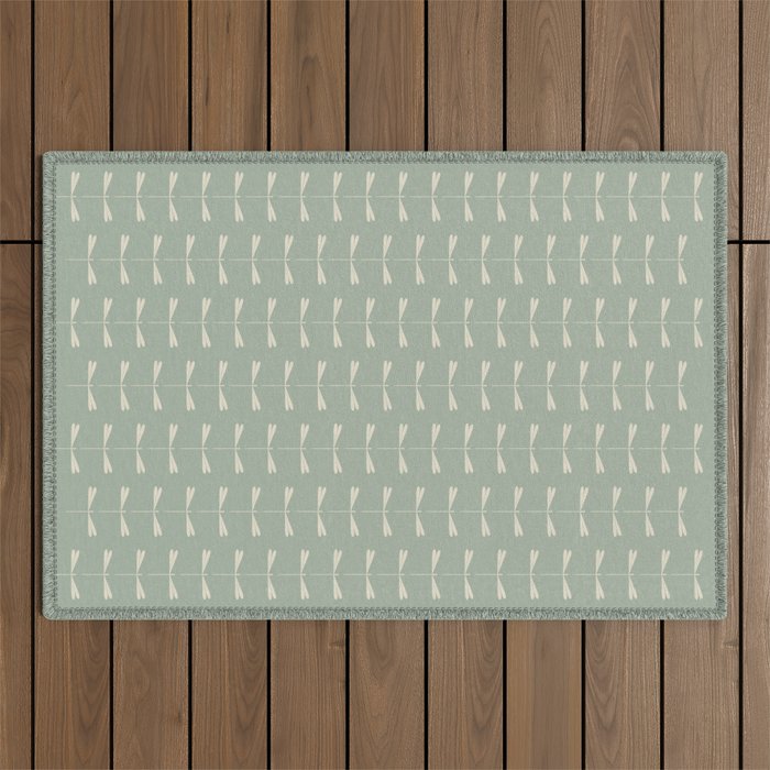 Dragonfly Pattern V Sage Green Outdoor Rug Gallery Image 1