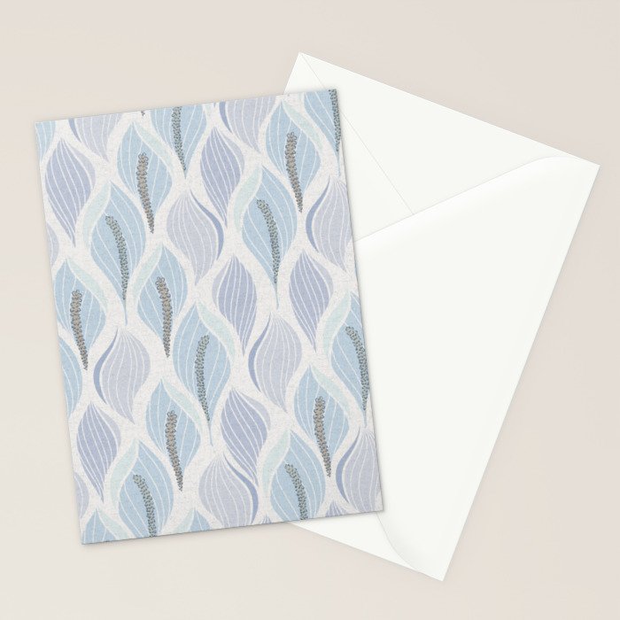 Minimalistic flow Peace lily flower powder blue Stationery Card Gallery Image 2