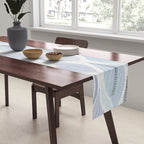 Minimalistic flow Peace lily flower powder blue Table Runner Gallery Image 2
