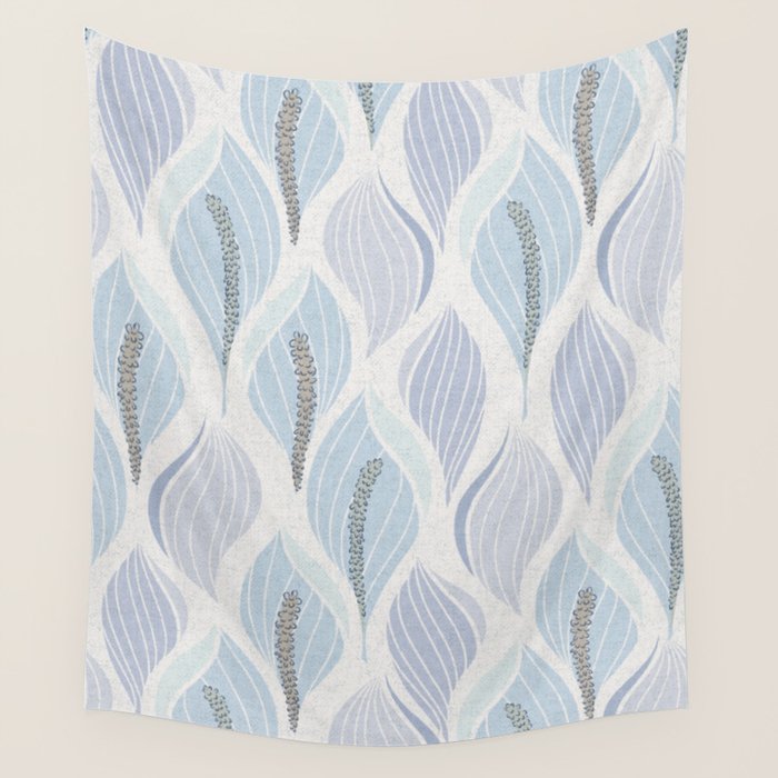 Minimalistic flow Peace lily flower powder blue Wall Tapestry Gallery Image 4