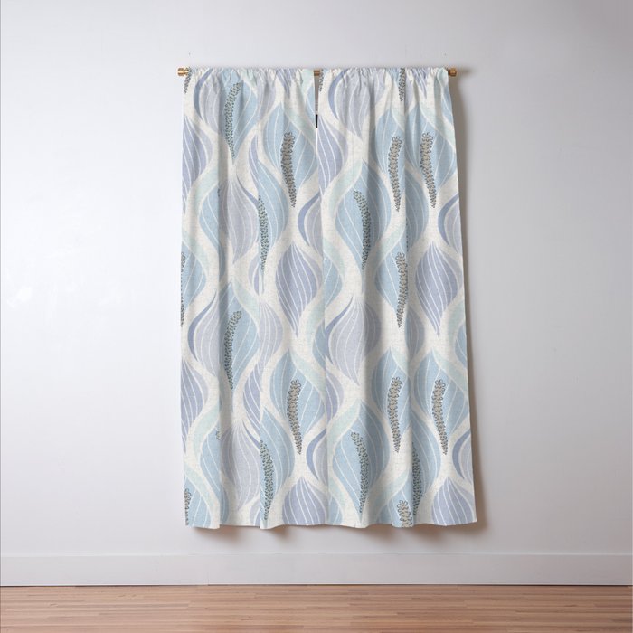 Minimalistic flow Peace lily flower powder blue Window Curtain Gallery Image 3