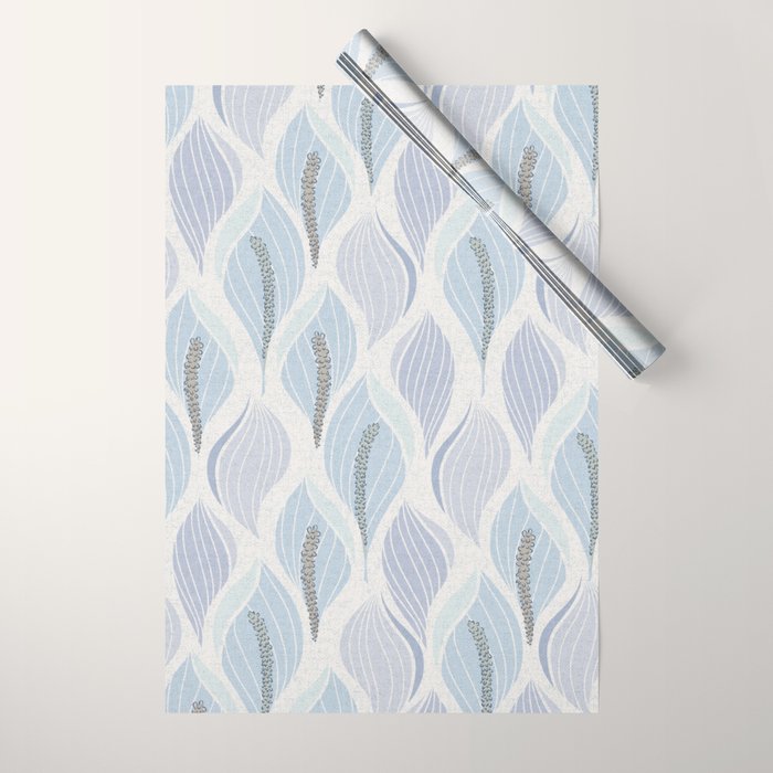 Minimalistic flow Peace lily flower powder blue Wrapping Paper Gallery Image 1
