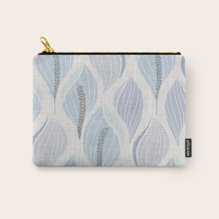 Minimalistic flow Peace lily flower powder blue Carry All Pouch Gallery Image 1
