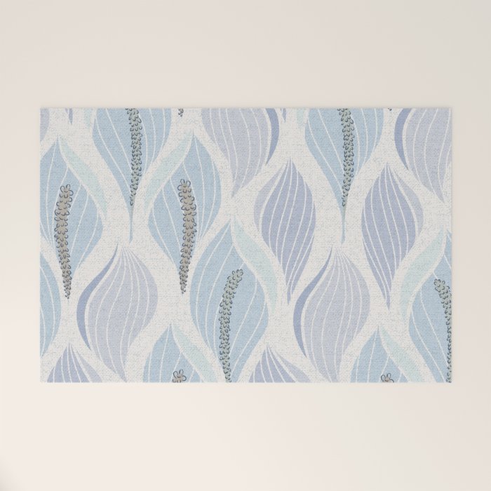 Minimalistic flow Peace lily flower powder blue Welcome Mat Gallery Image 1