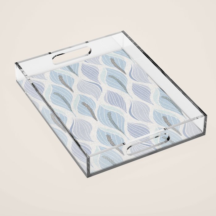 Minimalistic flow Peace lily flower powder blue Acrylic Tray Gallery Image 1